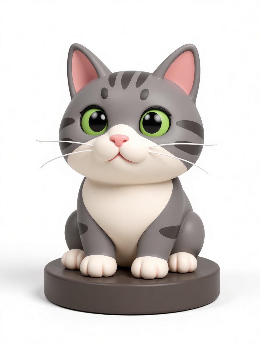 Gray Tabby Cat Figurine free 3D printable STL
