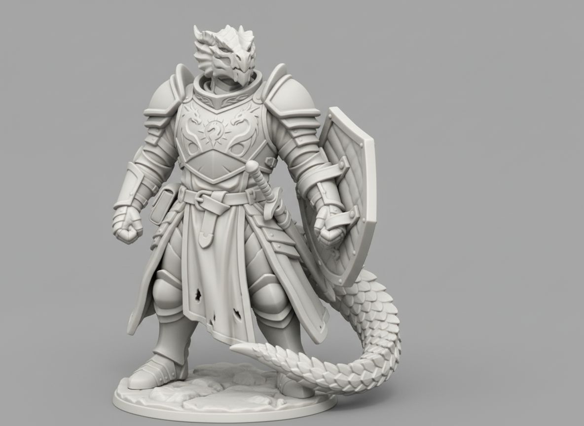 Dragonborn Paladin Miniature free 3D printable STL