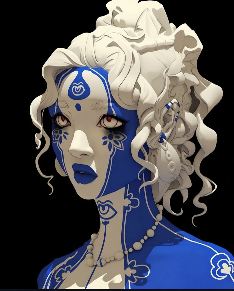 Mystical Blue Tattooed Bust free 3D printable STL