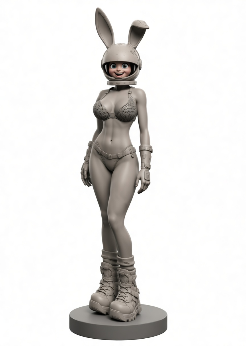Bunny Helmet Girl Figurine free 3D printable STL
