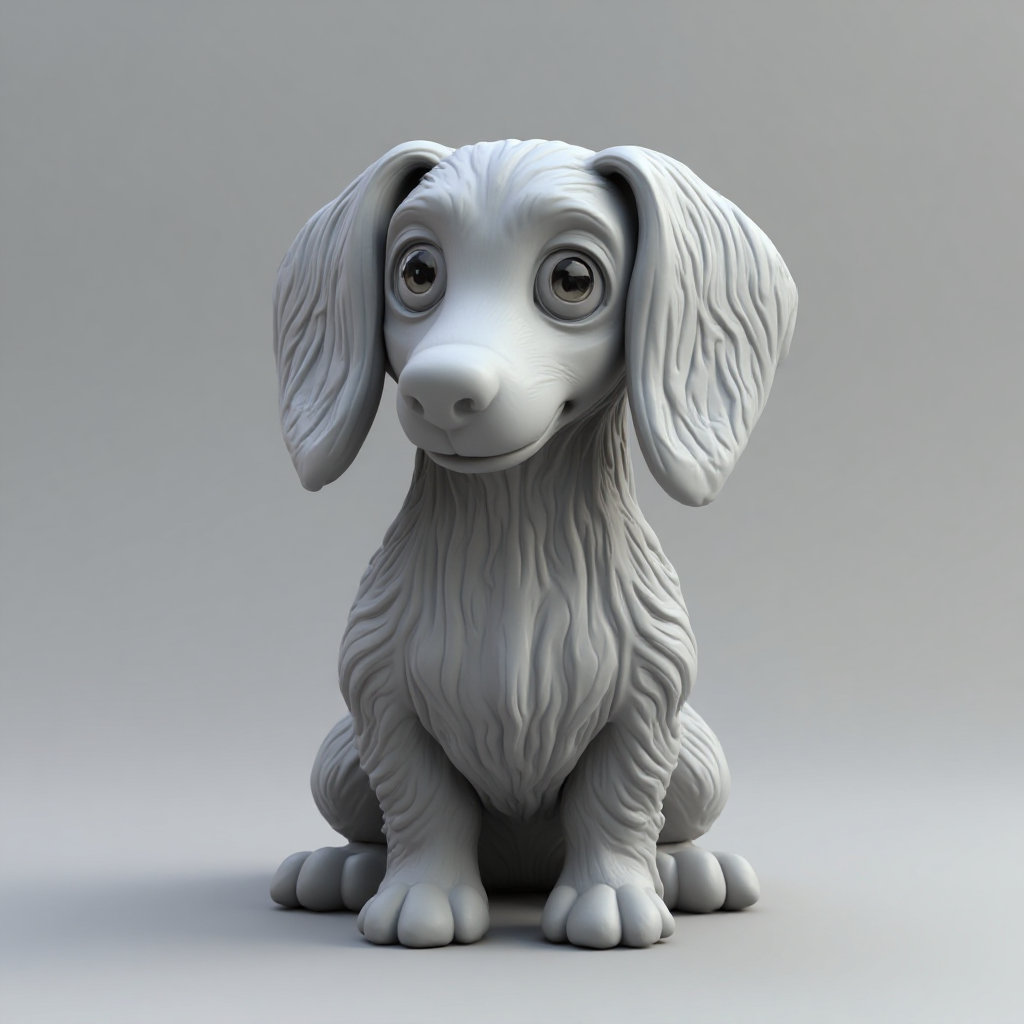 Long Hair Mini Dachshund Figurine free 3D printable STL