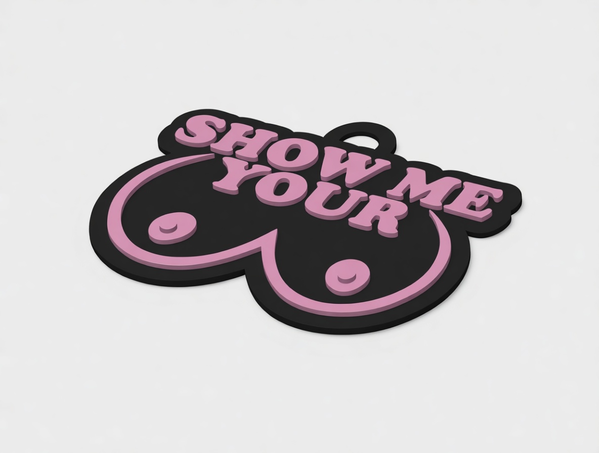 Show Me Your Boobs Keychain free 3D printable STL