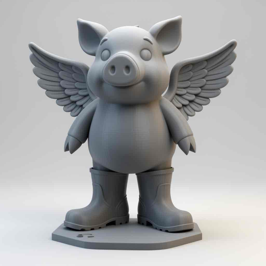 Flying Pig Figure free 3D printable STL