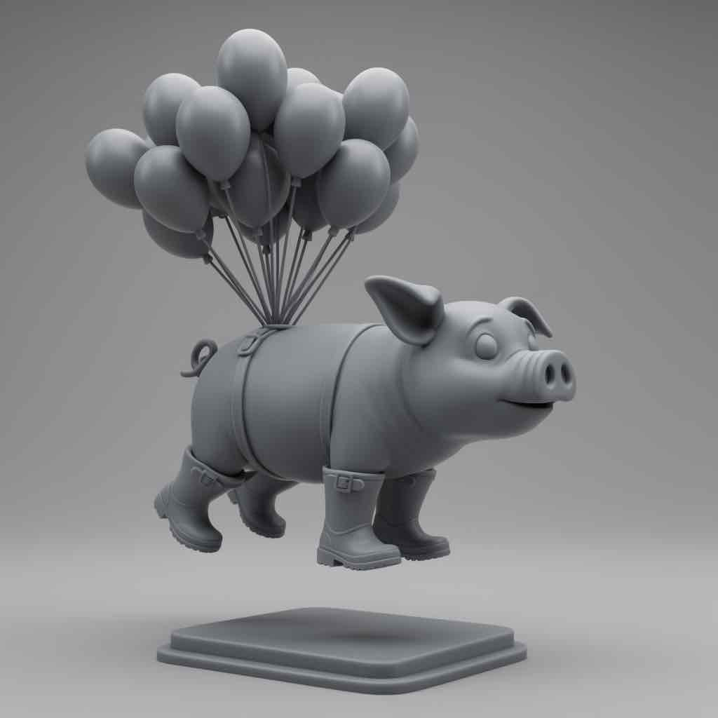 Flying Pig With Balloons free 3D printable STL