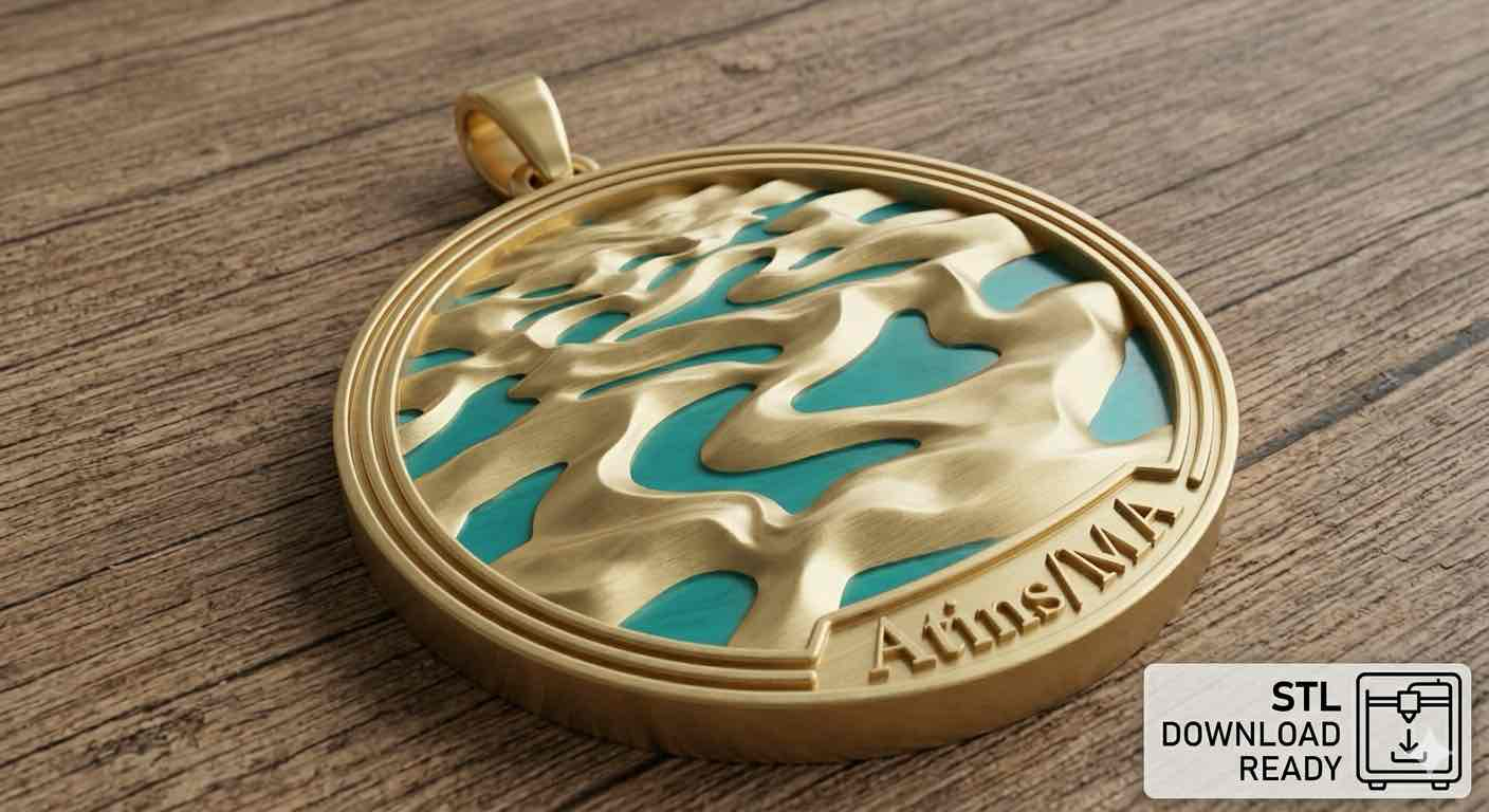 Aqua Wave Pendant free 3D printable STL
