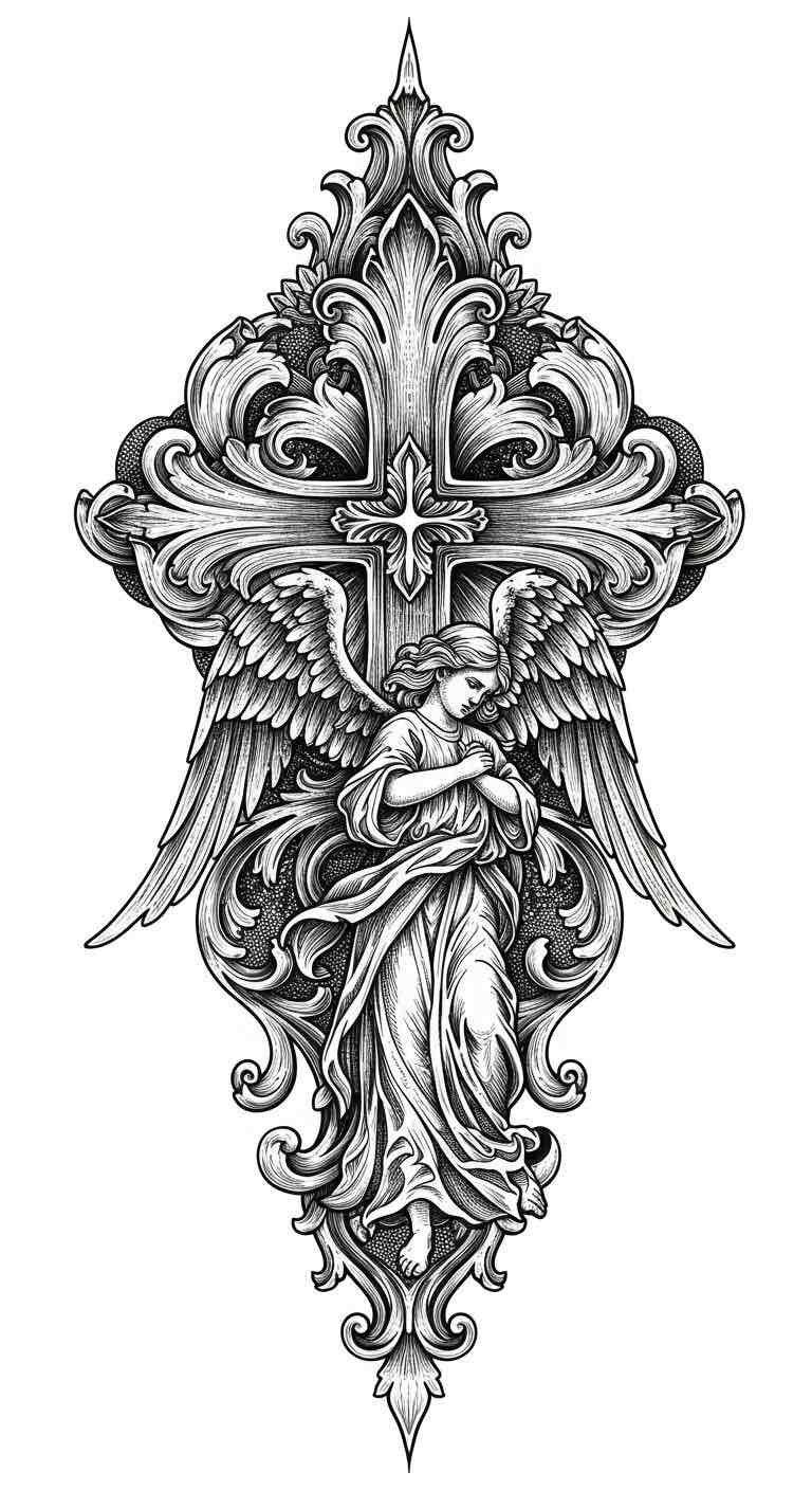 Angelic Cross Sculpture free 3D printable STL