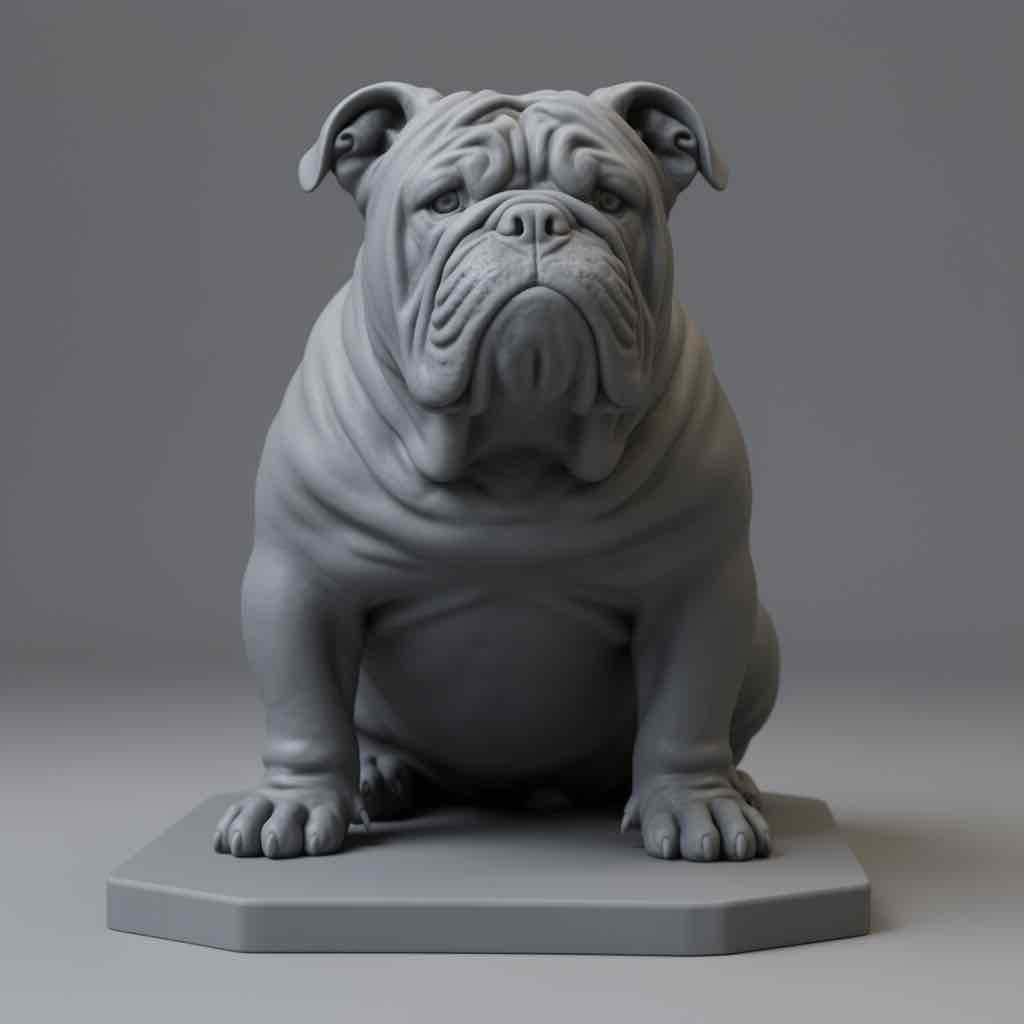 Bulldog Sitting free 3D printable STL