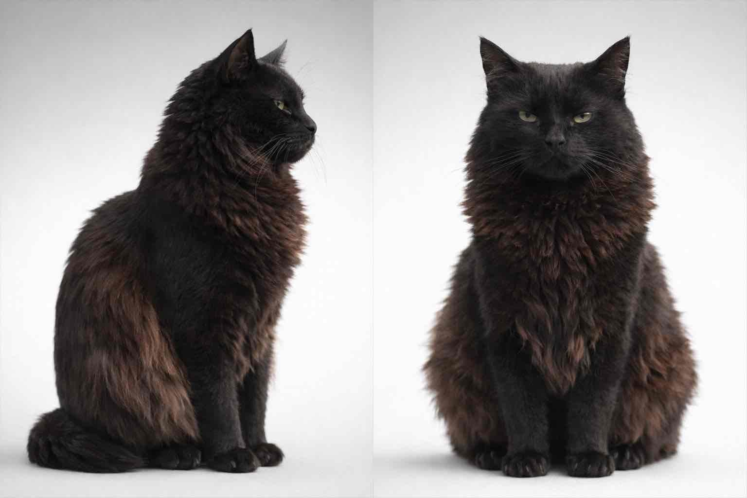 Fluffy Black Cat free 3D printable STL
