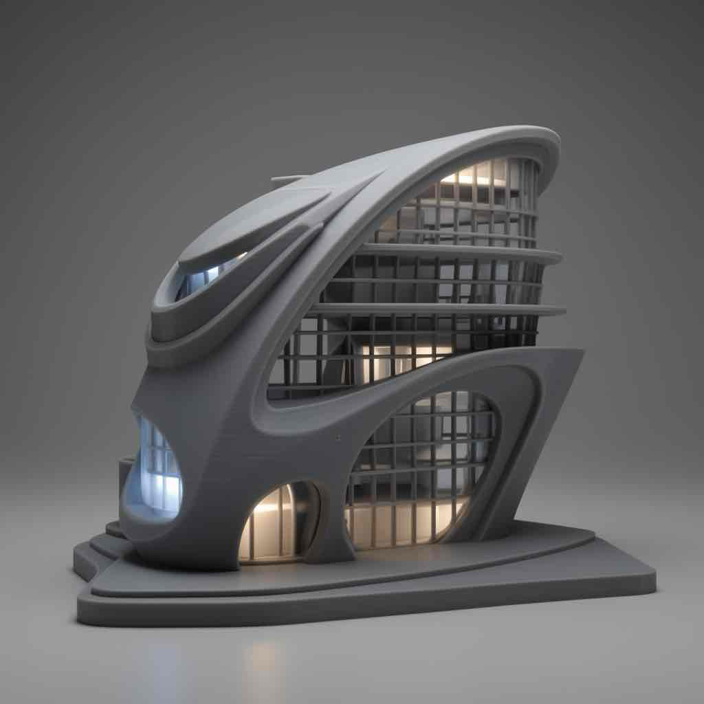 Futuristic Architectural Model free 3D printable STL