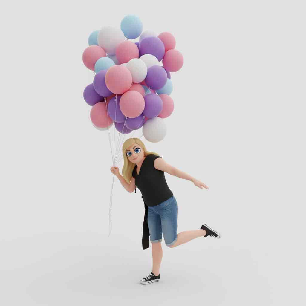 Girl Holding Balloons free 3D printable STL