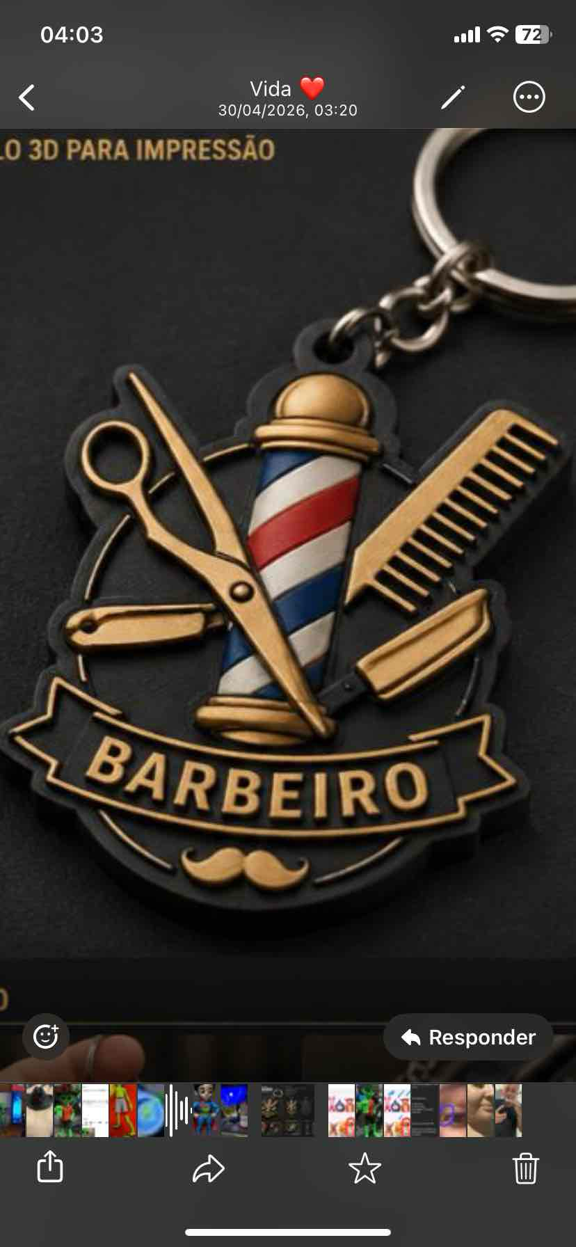 Barber Shop Keychain free 3D printable STL