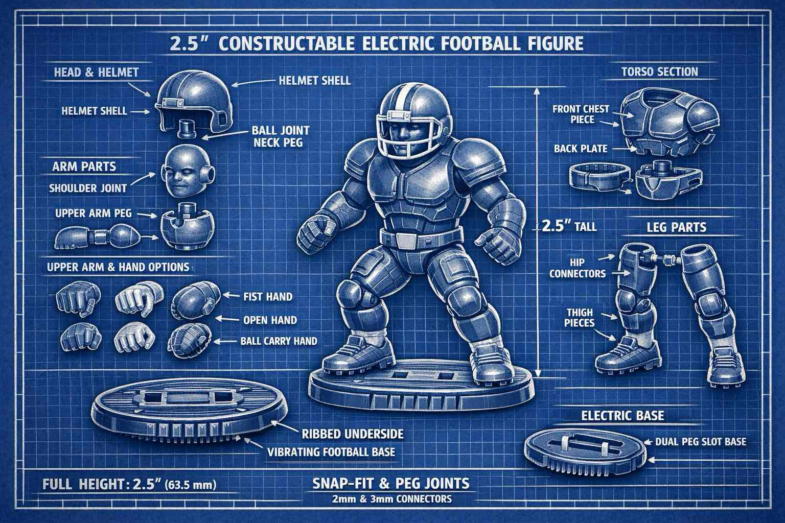 Electric Football Figure Assembly free 3D printable STL