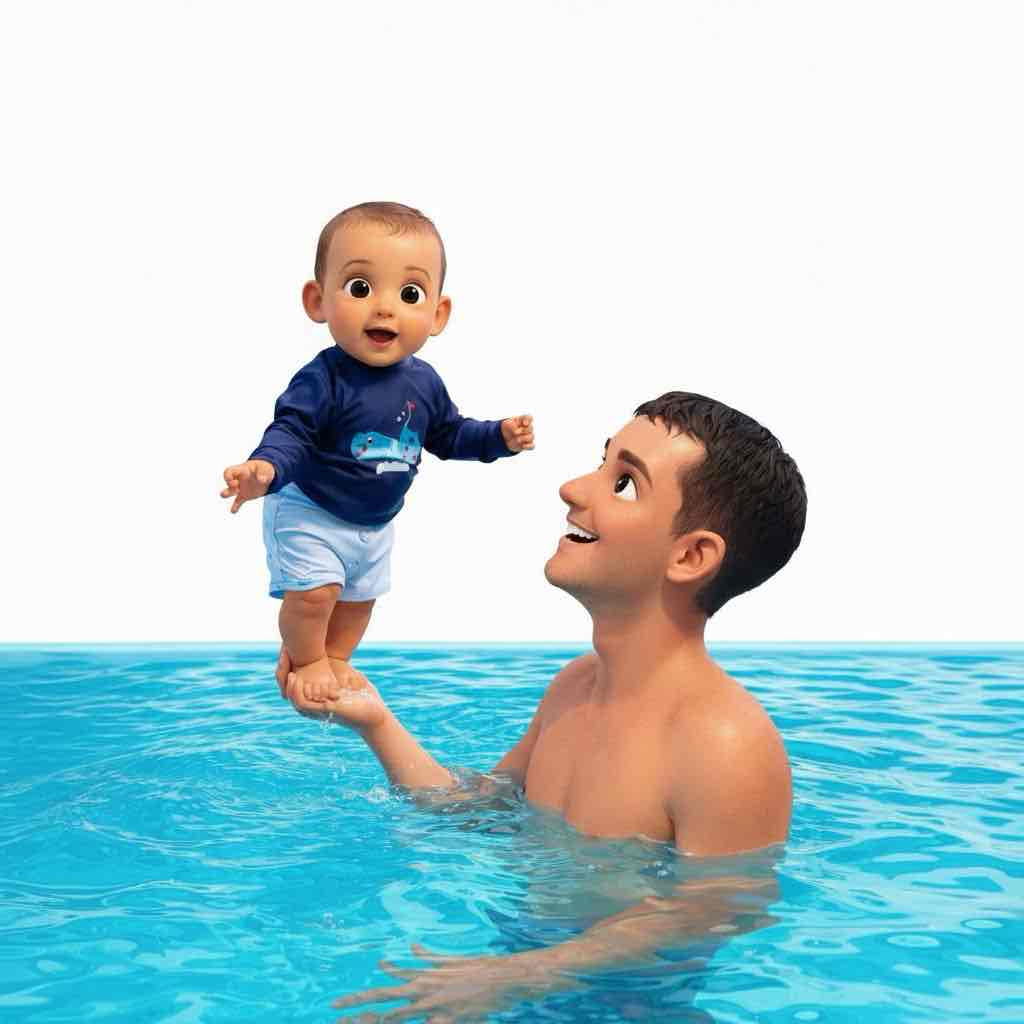 Father and Baby in Pool free 3D printable STL