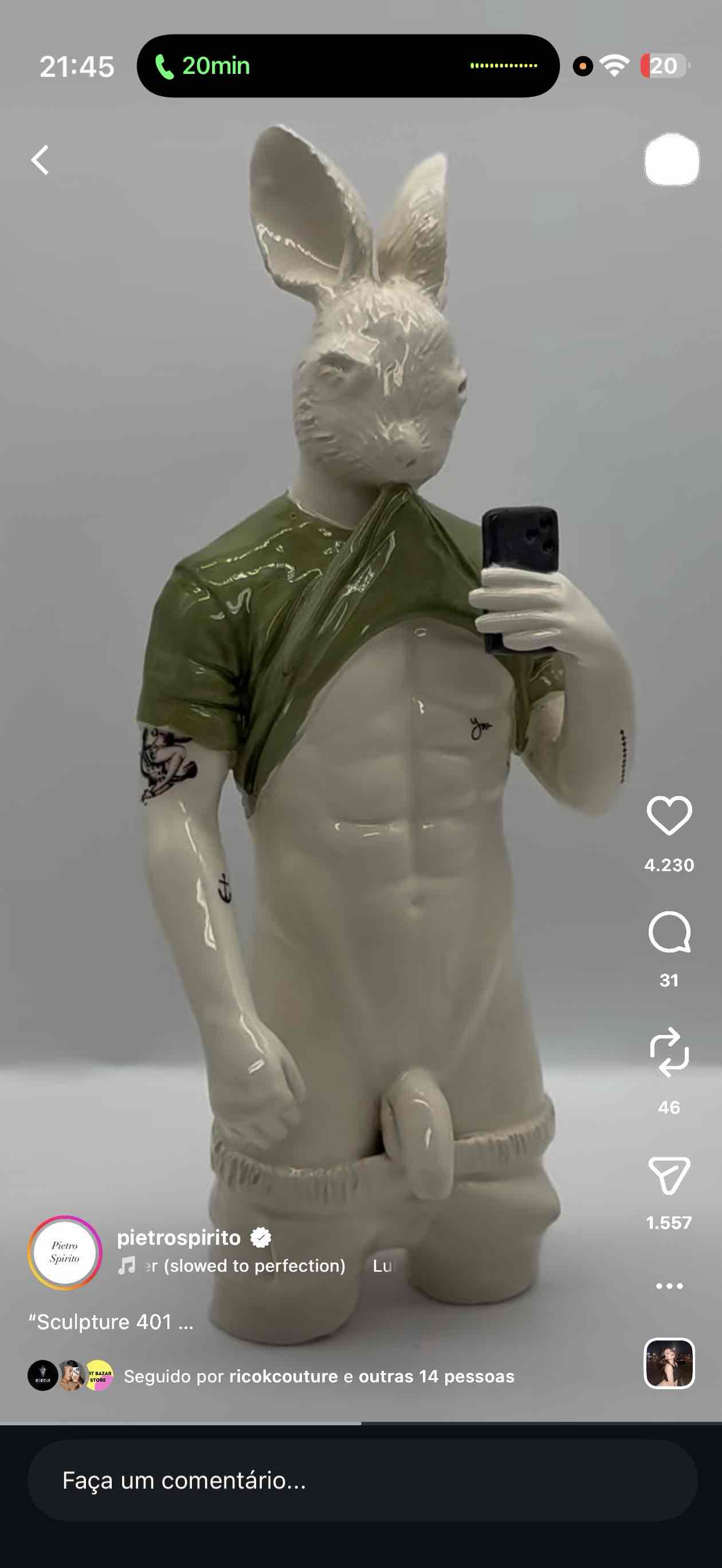 Muscular Bunny Sculpture free 3D printable STL