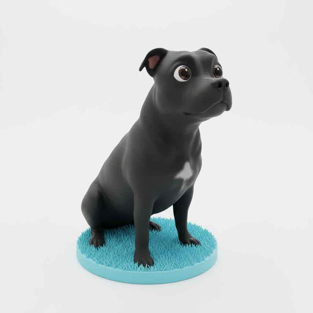 Sitting Black Pit Bull free 3D printable STL