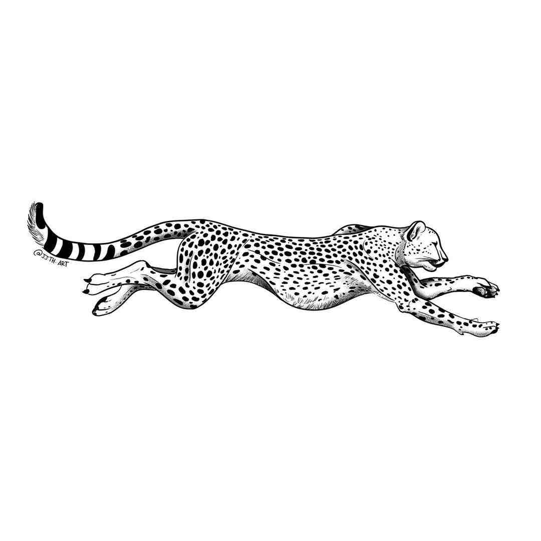 Leaping Cheetah Illustration free 3D printable STL