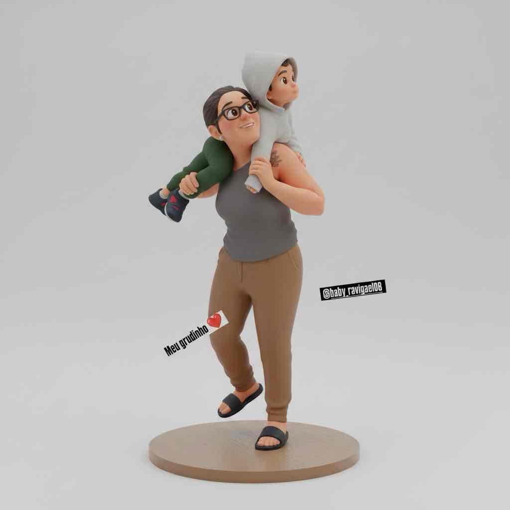 Mother Carrying Child free 3D printable STL