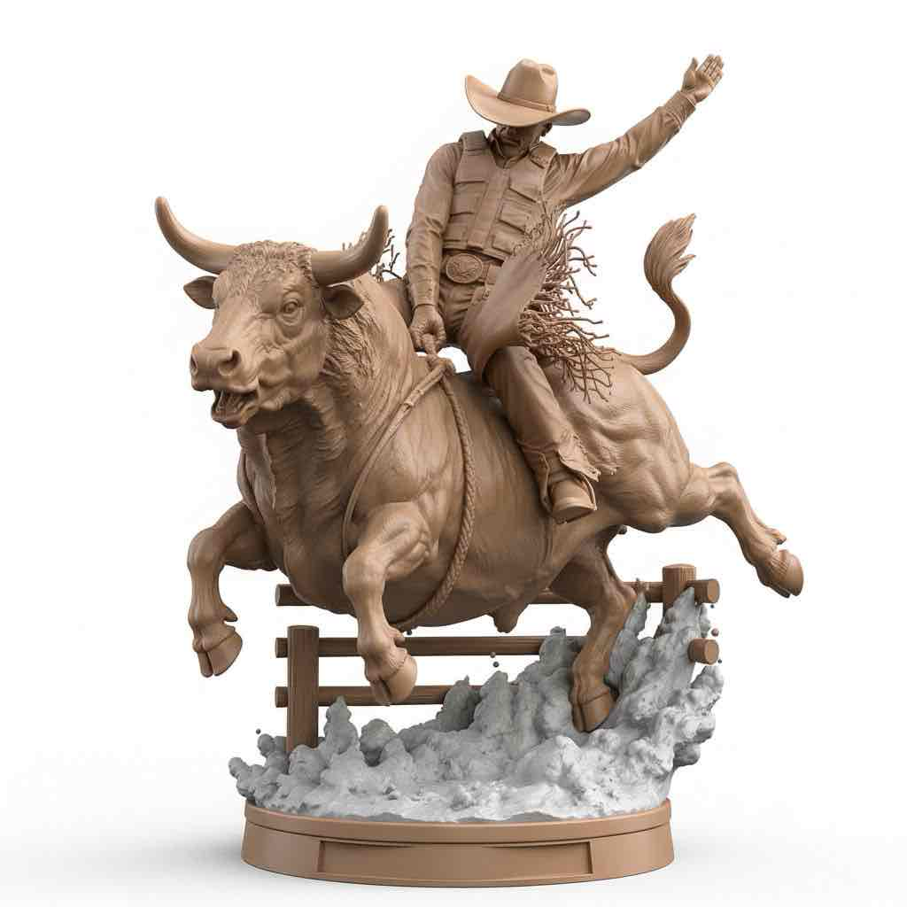 Bronco Rider Sculpture free 3D printable STL