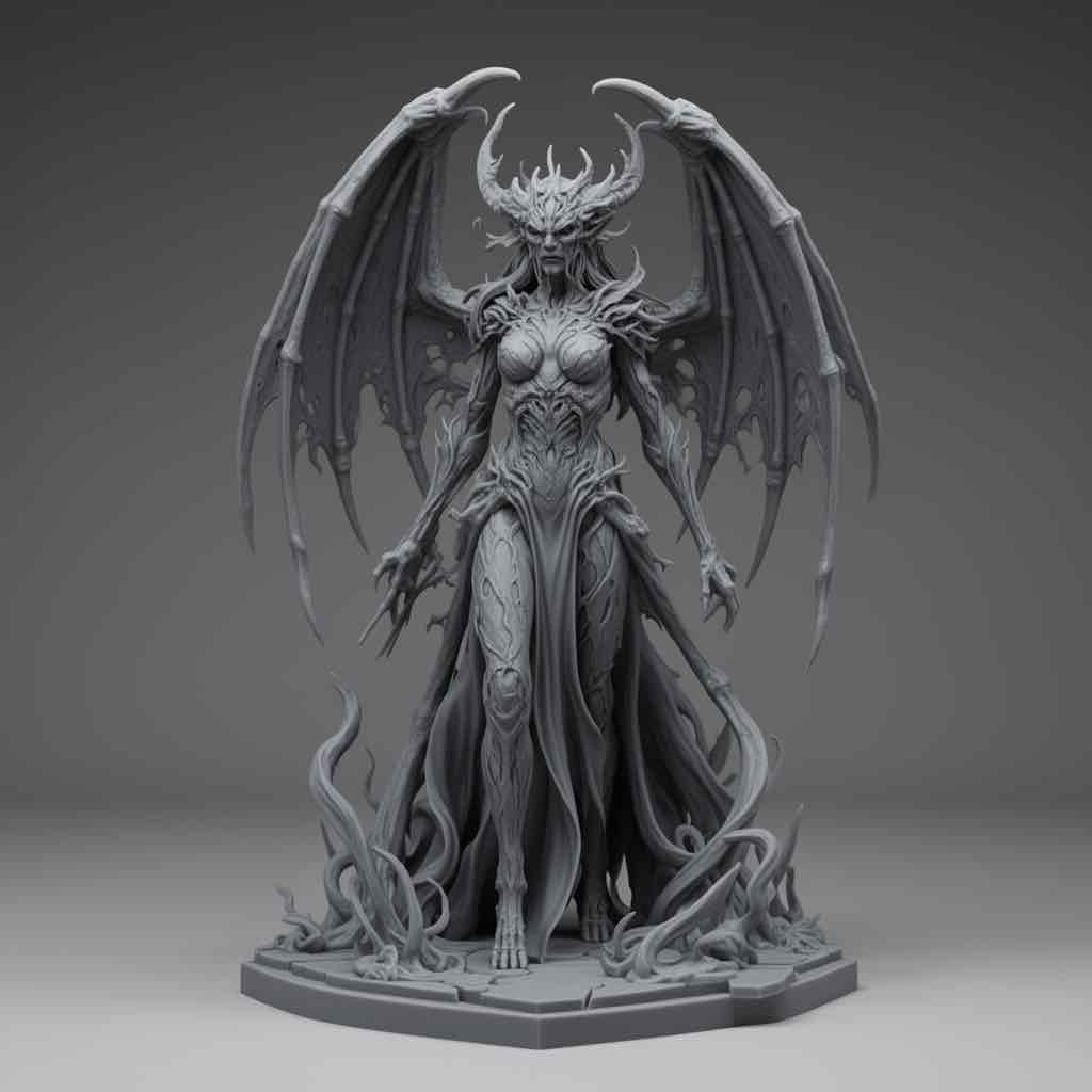 Demoness with Wings free 3D printable STL