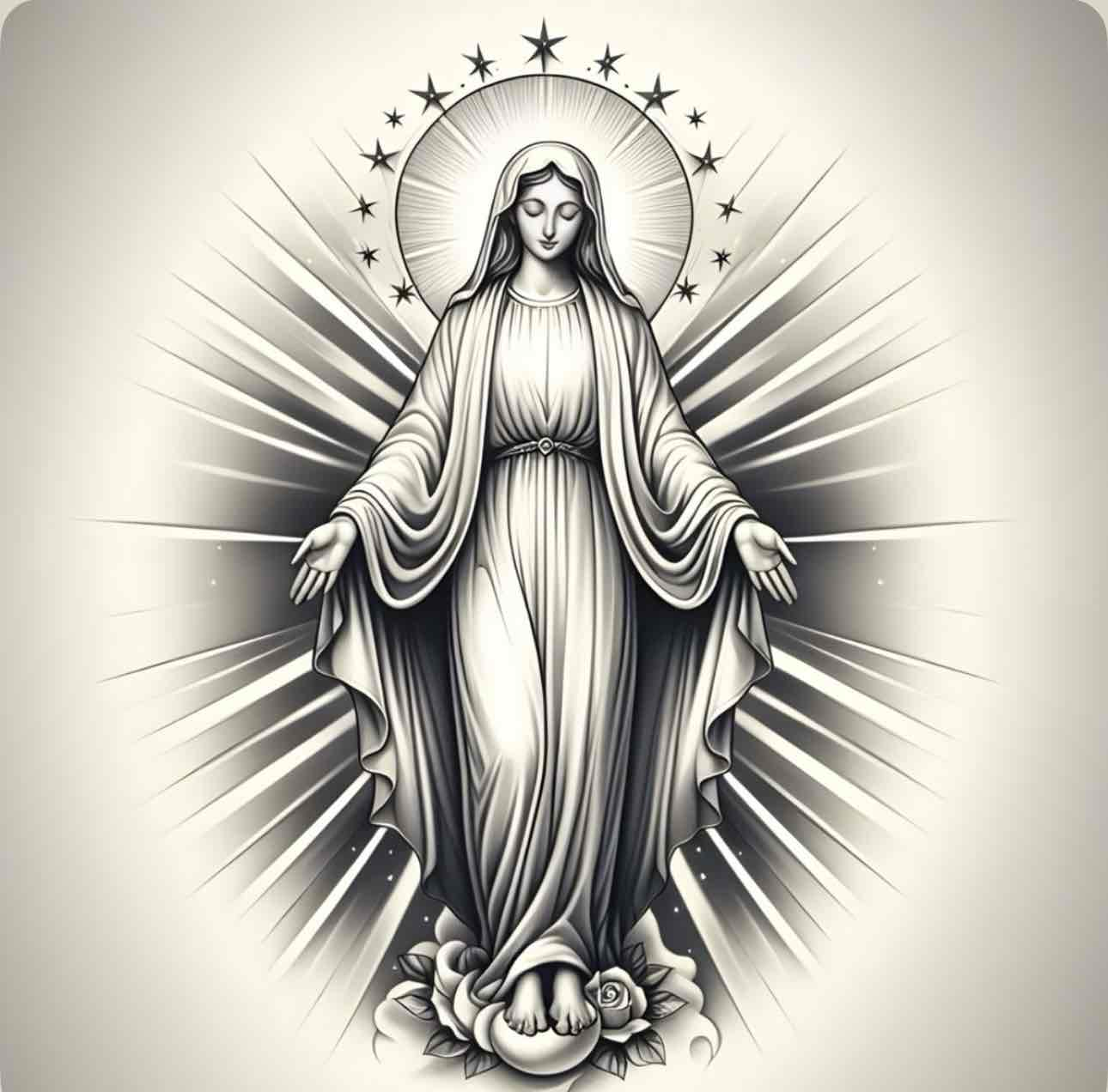 Virgin Mary Illustration free 3D printable STL