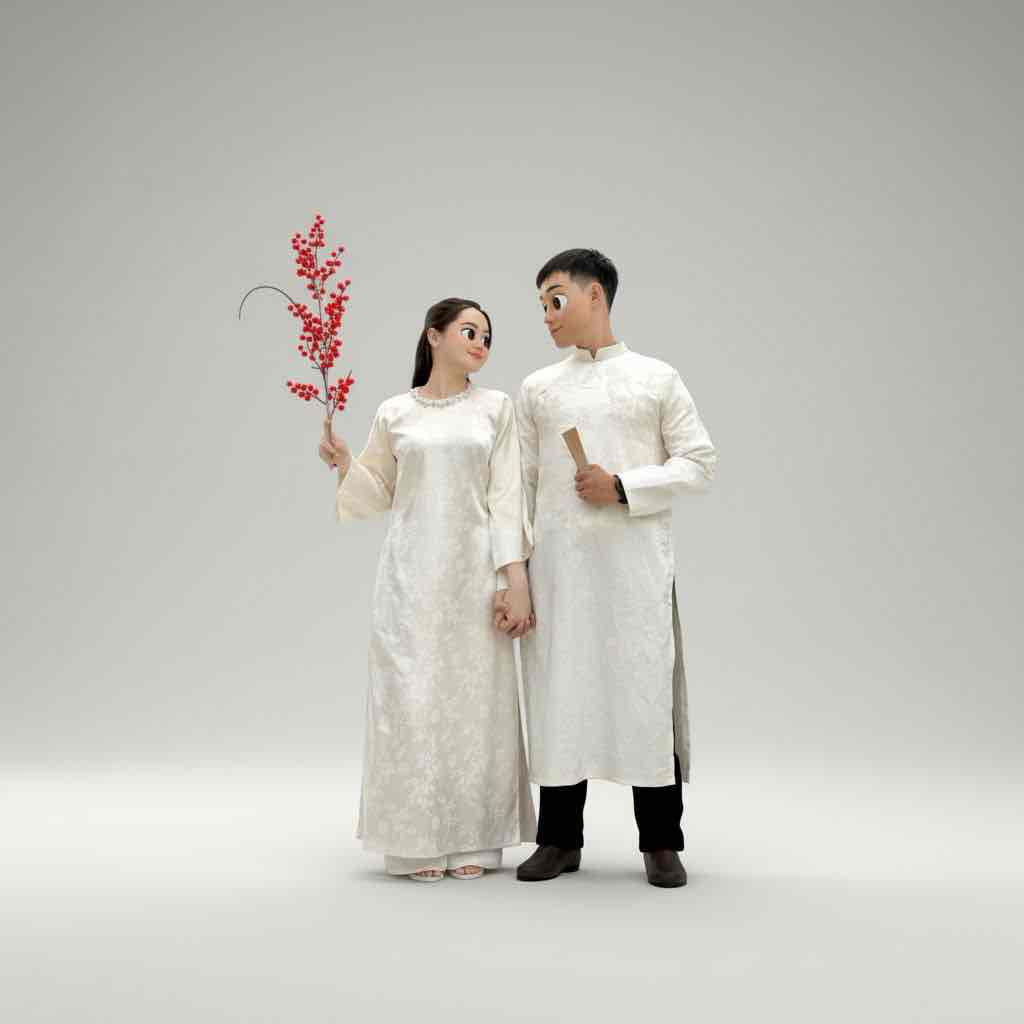 Traditional Vietnamese Couple free 3D printable STL