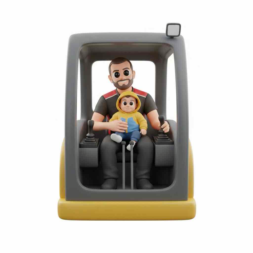 Father and Child in Excavator free 3D printable STL