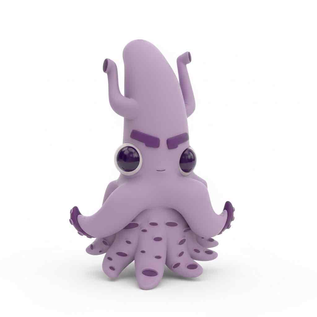Purple Cartoon Squid free 3D printable STL