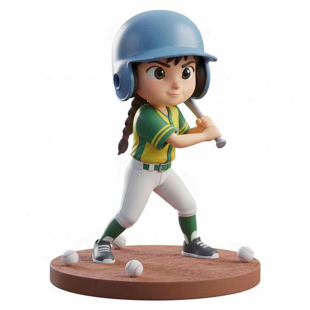 Girl Baseball Player Figure free 3D printable STL
