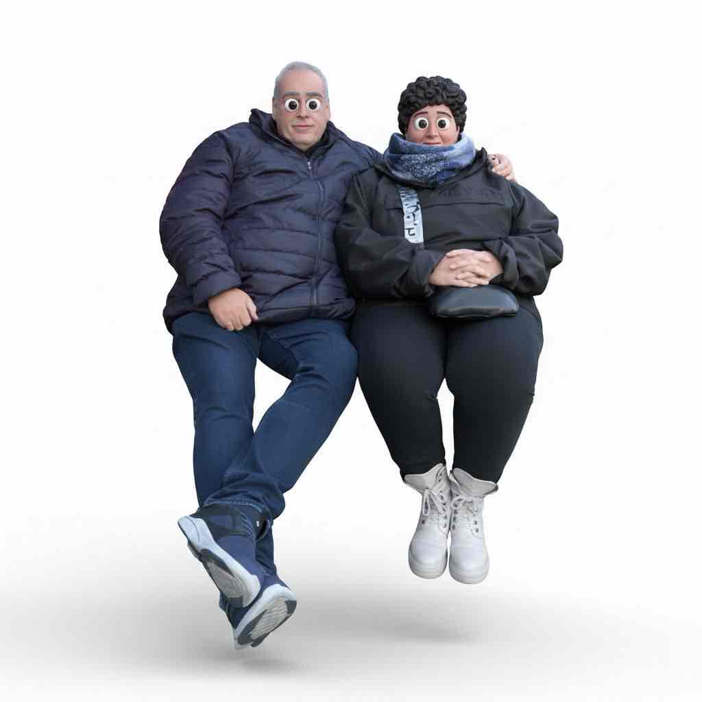Cartoon Couple Sitting free 3D printable STL