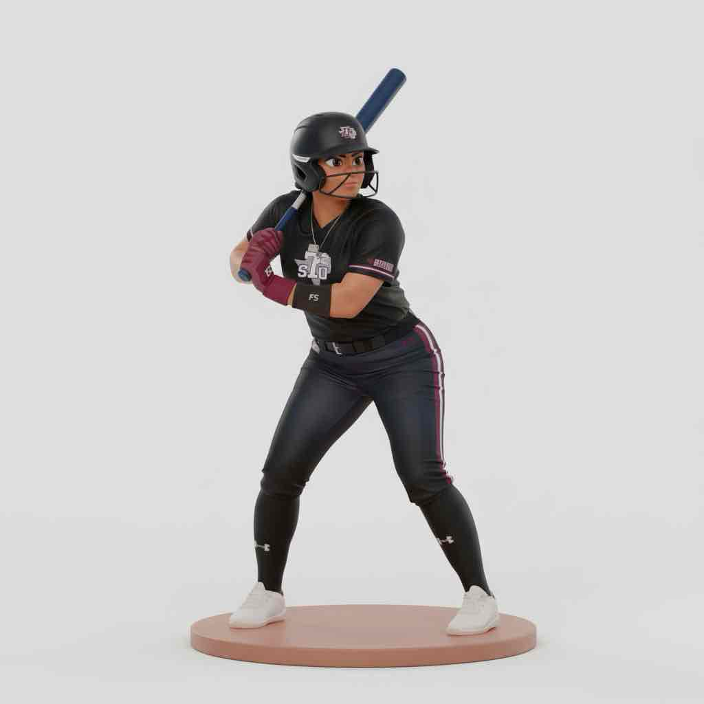 Female Softball Player Figure free 3D printable STL