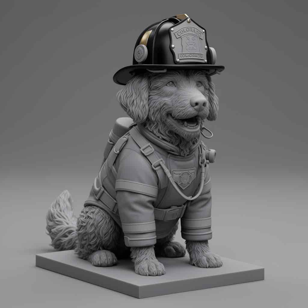 Firefighter Dog Statue free 3D printable STL