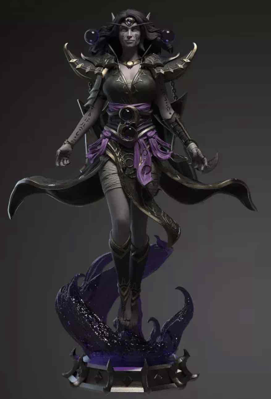 Dark Elf Sorceress Statue free 3D printable STL