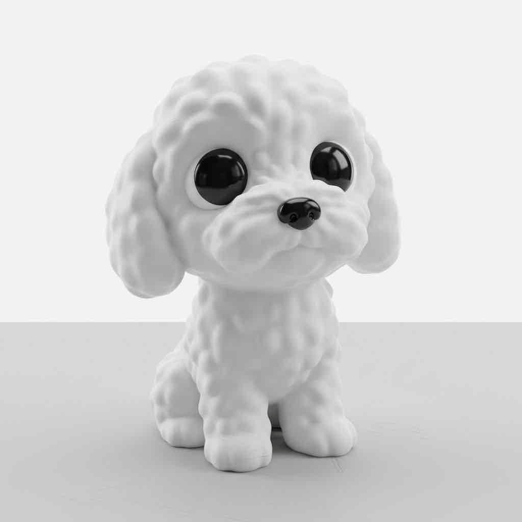 Fluffy White Poodle Figure free 3D printable STL