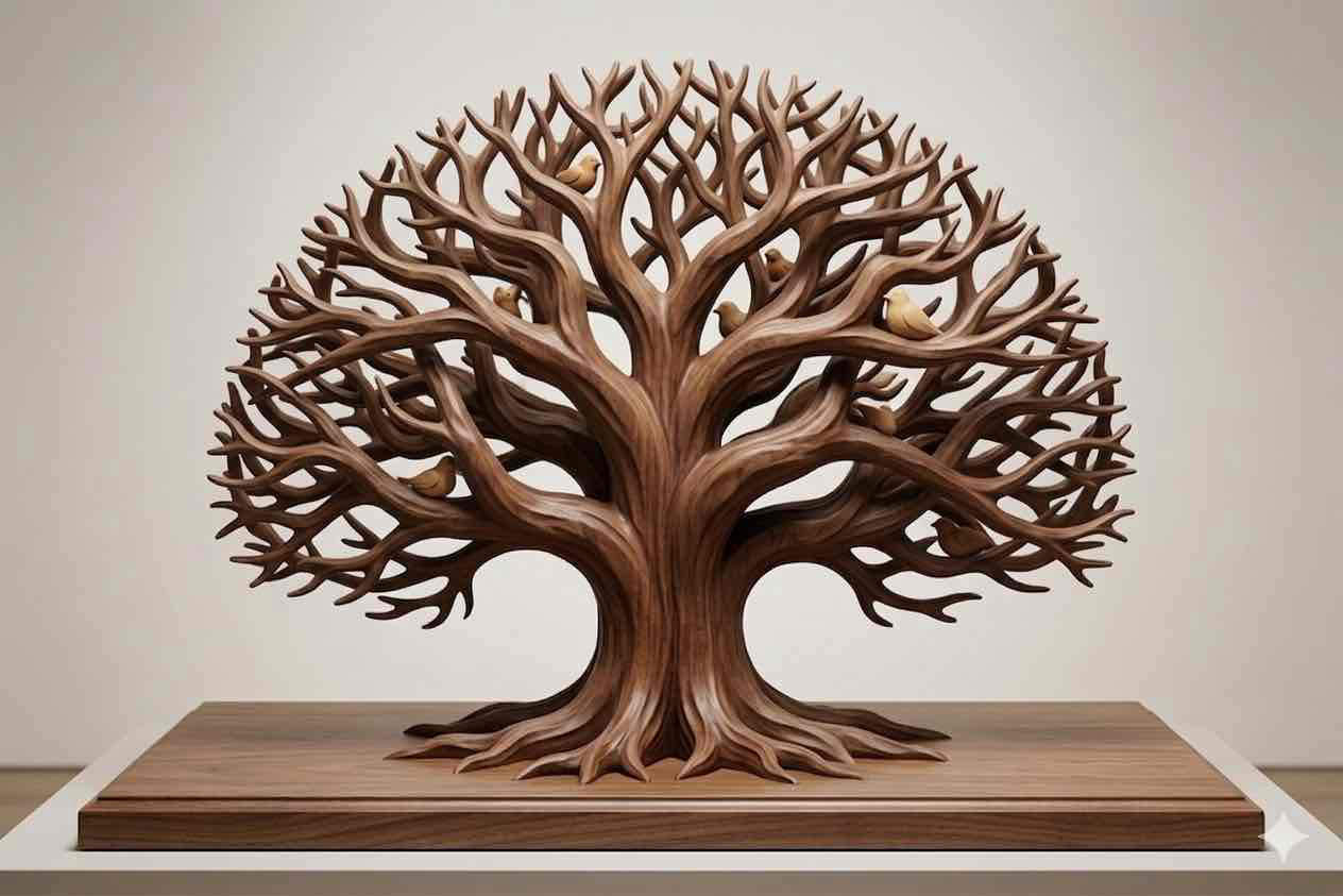 Intricate Wooden Tree Sculpture free 3D printable STL