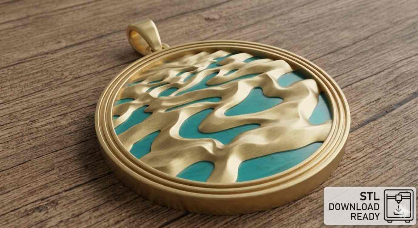 Textured Gold Pendant free 3D printable STL