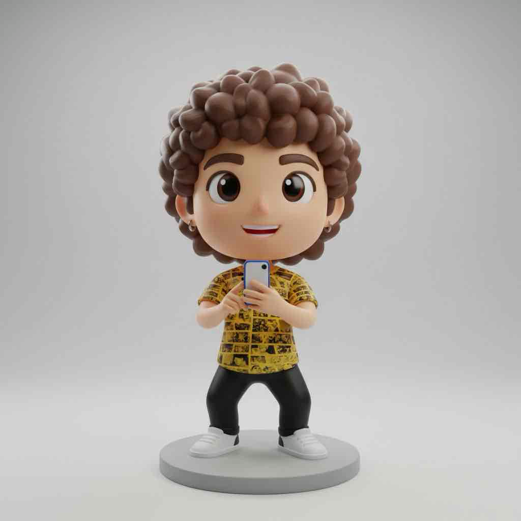Cartoon Character Holding Phone free 3D printable STL