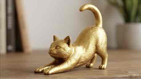 Golden Stretching Cat free 3D printable STL