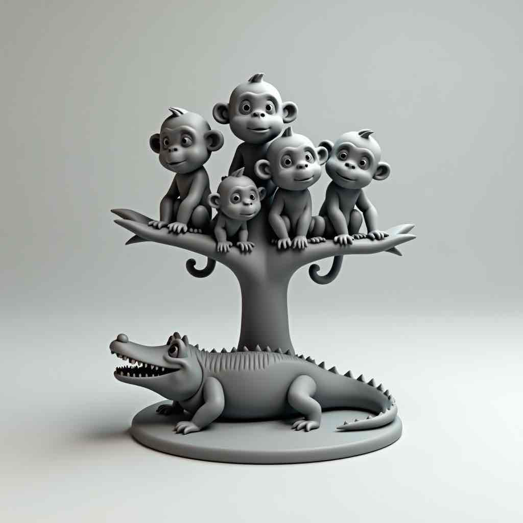 Monkey Tree Sculpture free 3D printable STL