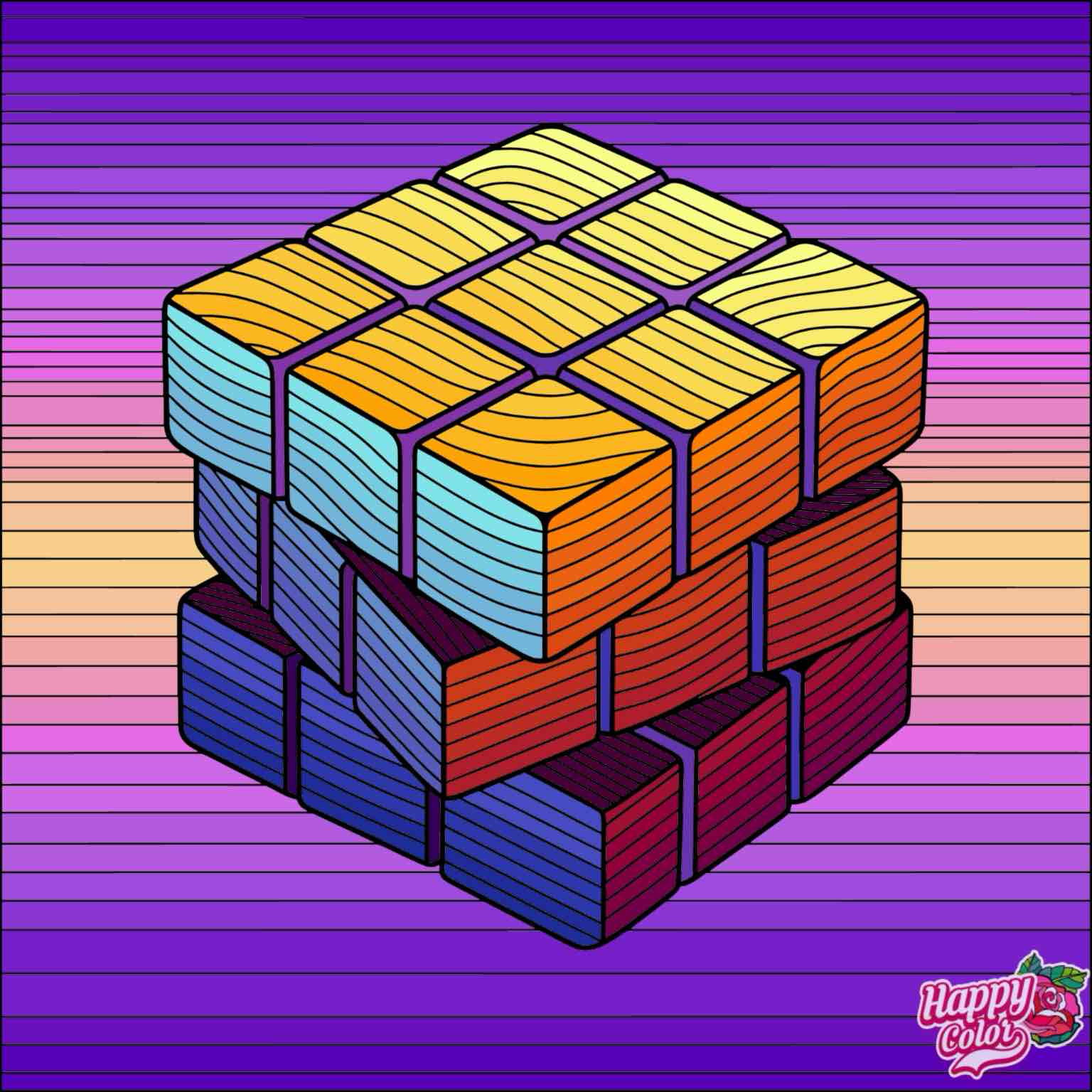 Colorful 3D Rubik's Cube free 3D printable STL