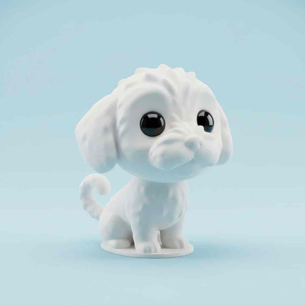 Cute White Puppy Figure free 3D printable STL