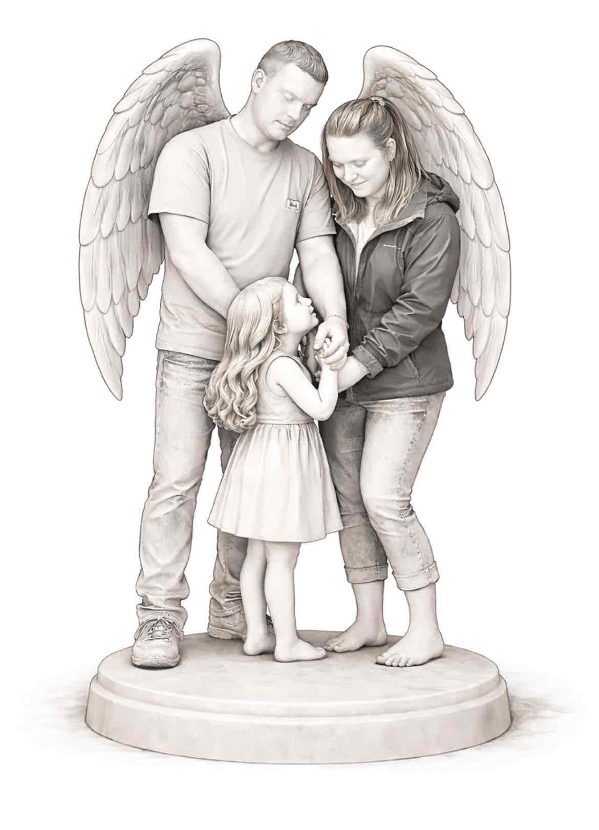 Family with Angel Wings free 3D printable STL