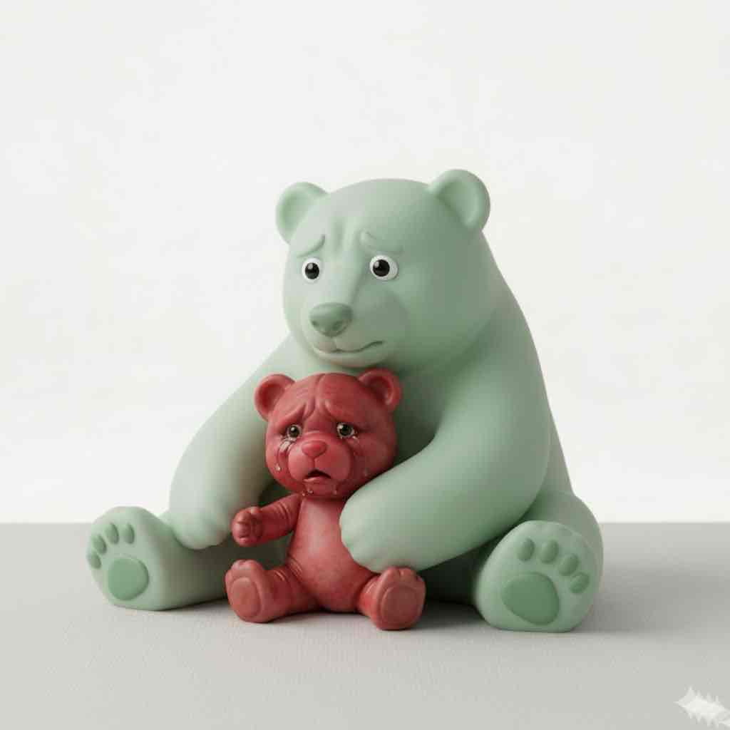 Sad Bear Hugging Cub free 3D printable STL