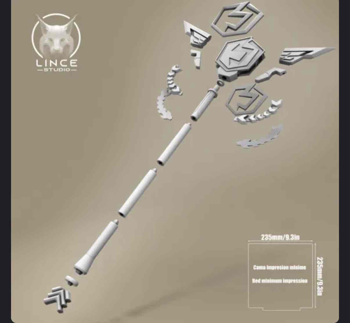 Stylized Fantasy Staff free 3D printable STL