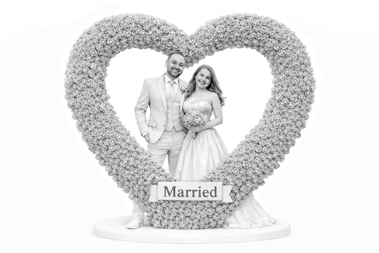 Couple in Floral Heart free 3D printable STL