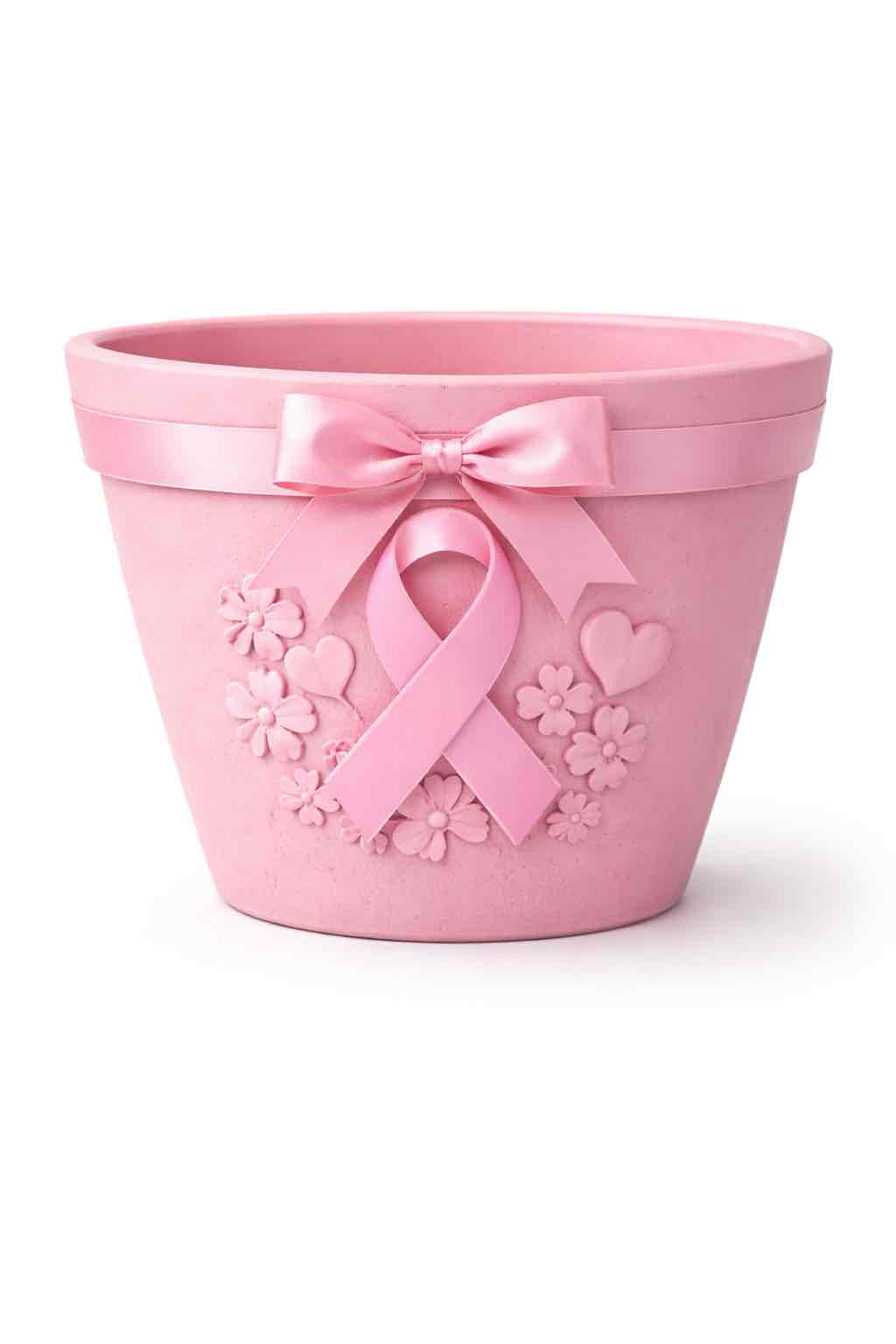 Pink Ribbon Flower Pot free 3D printable STL