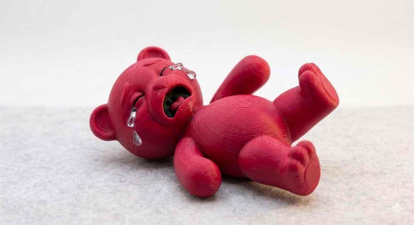 Crying Red Teddy Bear free 3D printable STL