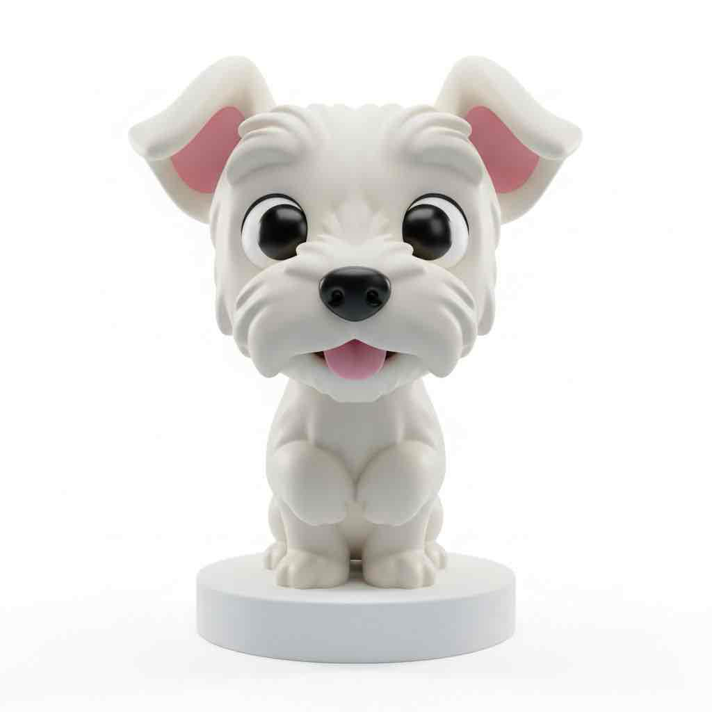Cute White Puppy Figure free 3D printable STL