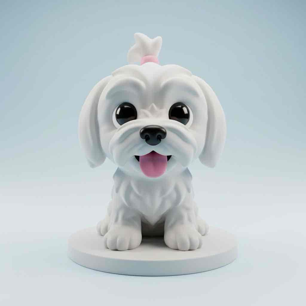 Cute Maltese Dog Figurine free 3D printable STL