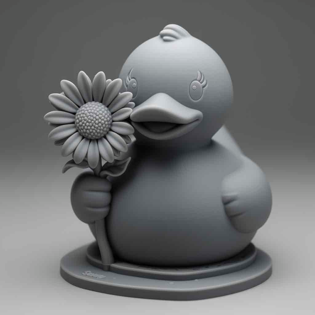 Duck Holding Flower free 3D printable STL