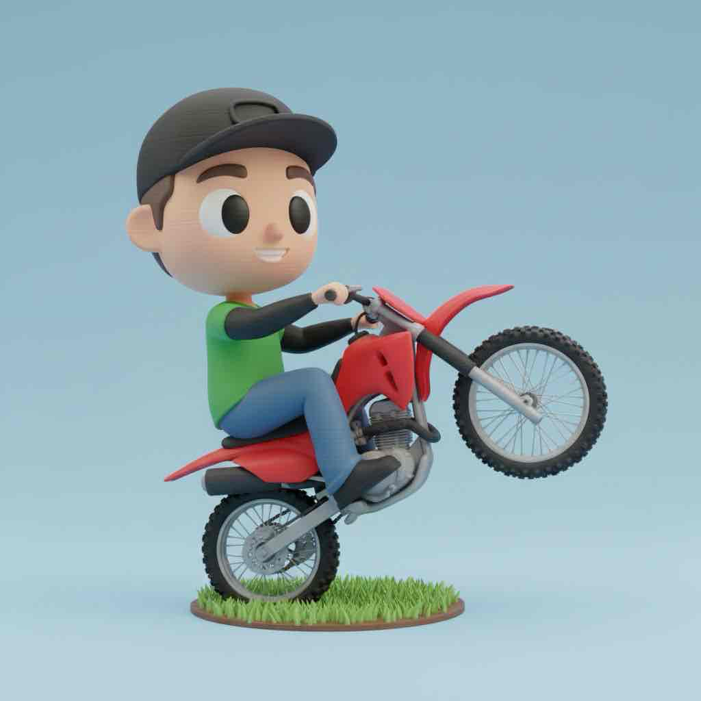 Biker Kid Wheelie free 3D printable STL